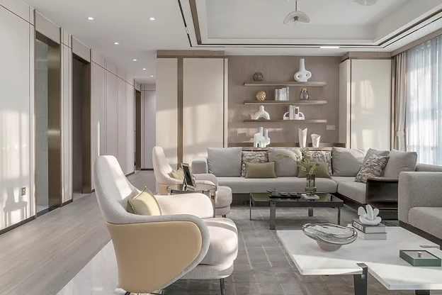 Dining area showing dining table, dining chairs and a background display cabinet
