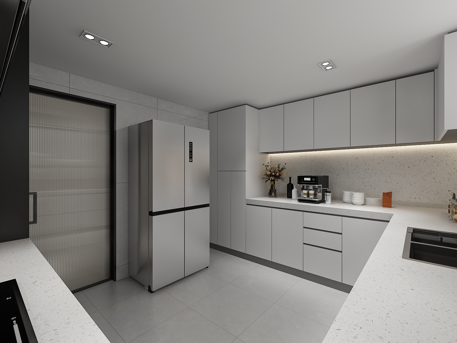 Jiayuan Penthouse Unit | Kitchen cabinetry and worktop