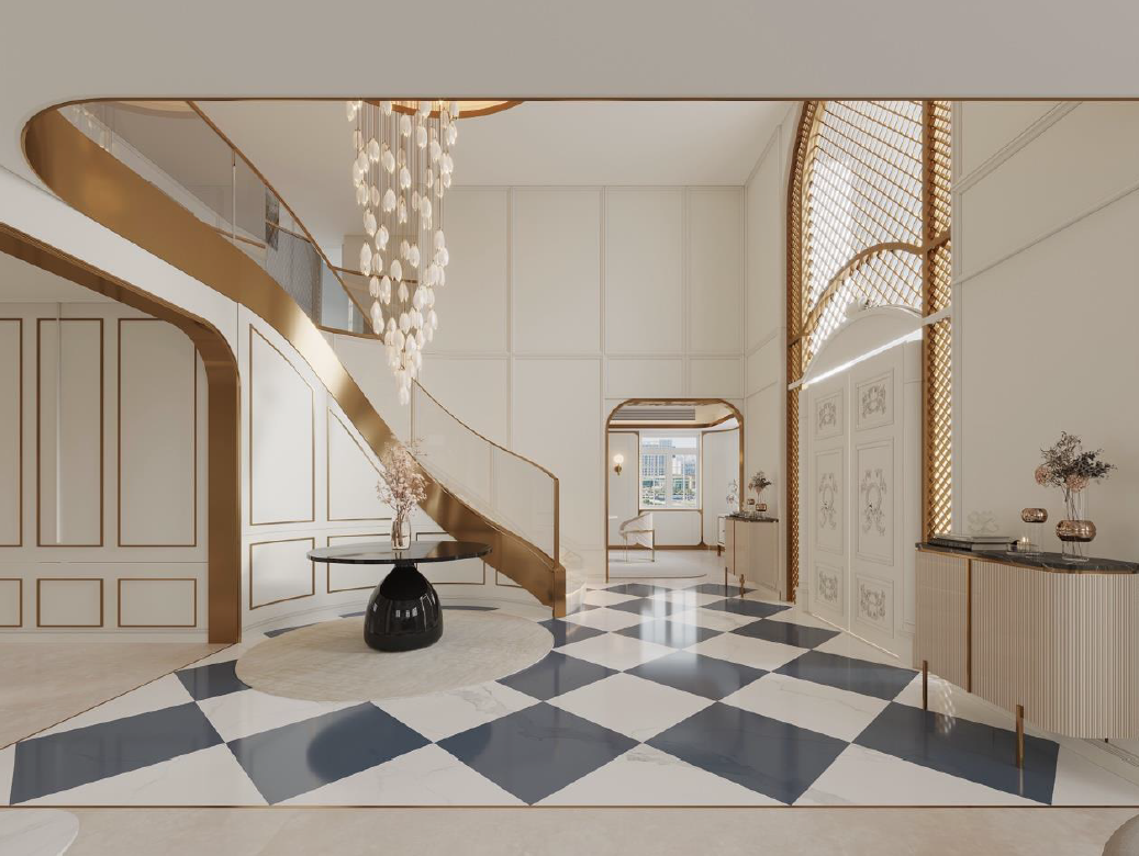 New York Detached House | Kitchen and island area, showing the functional layout